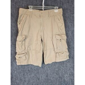 Urban Pipeline‎ Mens Khaki Cargo Shorts Size 32 Beige 100% Cotton Casual Outdoor